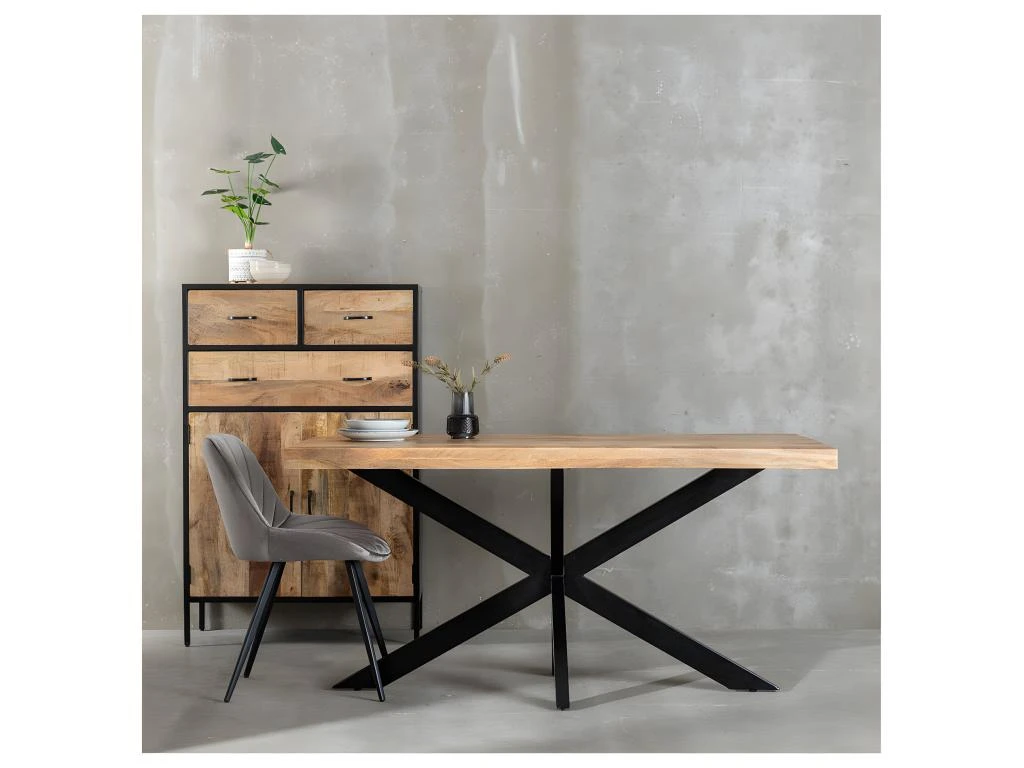 Table De Repas Rectangulaire 160 Cm Bois Brut/Noir - AMANDIA 3 Table De Repas Rectangulaire 160 Cm Bois Brut/Noir - AMANDIA