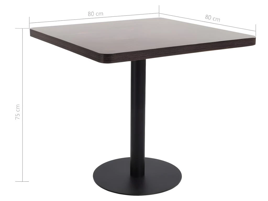 Table De Bistro Marron Foncé 80x80 Cm MDF 8 Table De Bistro Marron Foncé 80x80 Cm MDF – Image 6