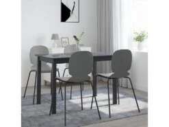 Table De Salle à Manger Noir 114x71x75 Cm Bois D'hévéa Massif