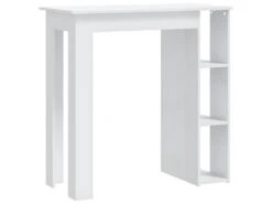 Table De Bar Et étagère Blanc Brillant 102x50x103,5cm Aggloméré -Mobilia Boutique table a manger 22566551