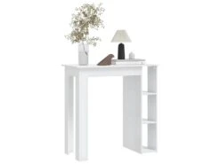 Table De Bar Et étagère Blanc Brillant 102x50x103,5cm Aggloméré -Mobilia Boutique table a manger 22566557