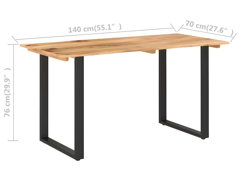 Table De Salle à Manger 140x70x76 Cm Bois D'acacia Solide 9 Table De Salle à Manger 140x70x76 Cm Bois D'acacia Solide – Image 7