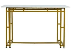 Table à Manger - Plateau Effet Marbre - Pieds Dorés En Métal- 120x70cm -Mobilia Boutique table a manger 22703875