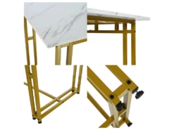 Table à Manger - Plateau Effet Marbre - Pieds Dorés En Métal- 120x70cm -Mobilia Boutique table a manger 22703879