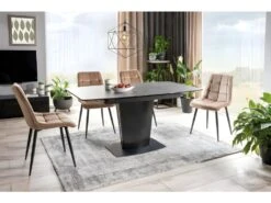 Table à Manger Extensible 120-160 X 85 X 76 Cm - Gris Foncé