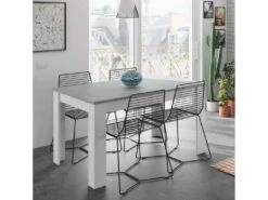 Table à Rallonge Dalice, Console Extensible Pour Salle à Manger, Table De Cuisine Ouvrante Avec Rallonge, 140/190x90h78 Cm, Ciment Et Blanc -Mobilia Boutique table a manger 22751983