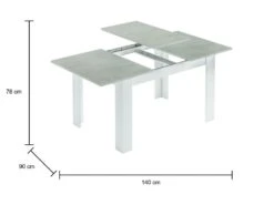 Table à Rallonge Dalice, Console Extensible Pour Salle à Manger, Table De Cuisine Ouvrante Avec Rallonge, 140/190x90h78 Cm, Ciment Et Blanc -Mobilia Boutique table a manger 22751985