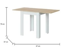 Table Extensible Dkuavit, Table à Manger Pliante Avec Ouverture De Livre, Table Auxiliaire Pliable, 67x67/135h79 Cm, Blanc Et Chêne 9 Table Extensible Dkuavit, Table à Manger Pliante Avec Ouverture De Livre, Table Auxiliaire Pliable, 67x67/135h79 Cm, Blanc Et Chêne -Mobilia Boutique table a manger 22751995