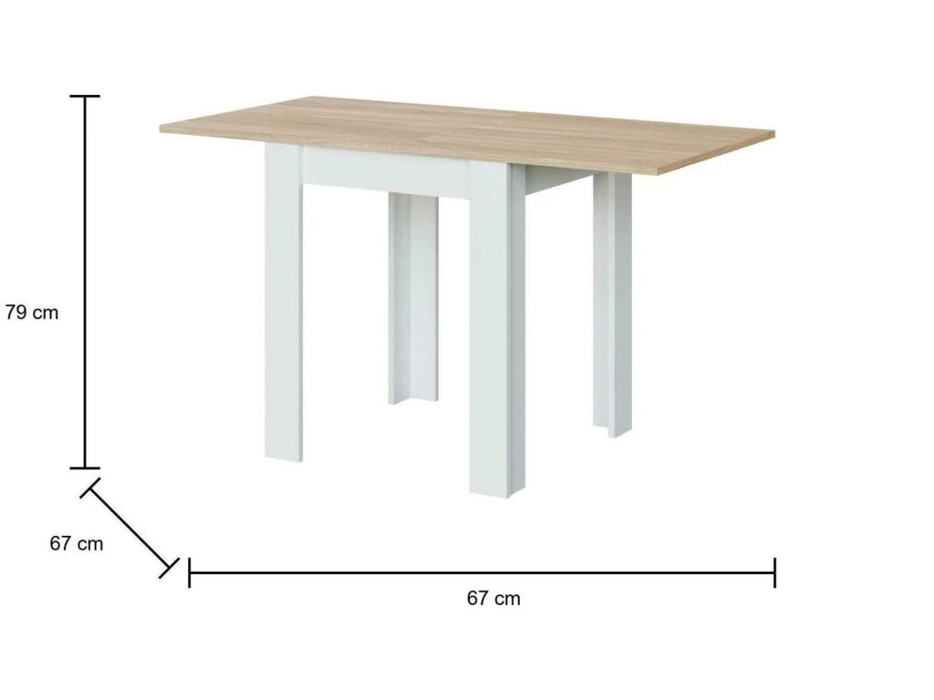Table Extensible Dkuavit, Table à Manger Pliante Avec Ouverture De Livre, Table Auxiliaire Pliable, 67x67/135h79 Cm, Blanc Et Chêne 5 Table Extensible Dkuavit, Table à Manger Pliante Avec Ouverture De Livre, Table Auxiliaire Pliable, 67x67/135h79 Cm, Blanc Et Chêne – Image 3