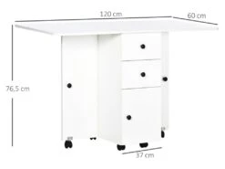 Table Pliable De Cuisine Salle à Manger - 2 Tiroirs, Placard, Niche - Panneaux Aspect Bois Blanc 9 Table Pliable De Cuisine Salle à Manger - 2 Tiroirs, Placard, Niche - Panneaux Aspect Bois Blanc -Mobilia Boutique table a manger 22967247