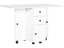 Table Pliable De Cuisine Salle à Manger - 2 Tiroirs, Placard, Niche - Panneaux Aspect Bois Blanc 11 Table Pliable De Cuisine Salle à Manger - 2 Tiroirs, Placard, Niche - Panneaux Aspect Bois Blanc -Mobilia Boutique table a manger 22967251