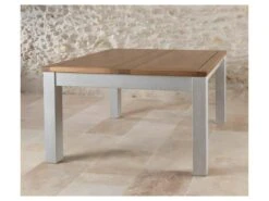 Mobilia Boutique 46 Table De Repas Carrée à Allonge Bois Massif Argent - GABRIEL