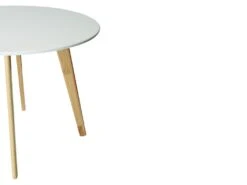 Table Ronde COLETTE - 4 Couverts - Hévéa Massif Et MDF - Blanc -Mobilia Boutique table a manger 267529