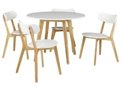 Table Ronde COLETTE - 4 Couverts - Hévéa Massif Et MDF - Blanc -Mobilia Boutique table a manger 267533