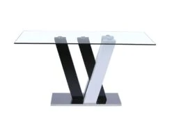 Table à Manger WINCH - 6 Couverts - MDF & Verre Trempé - Noir & Blanc -Mobilia Boutique table a manger 269237