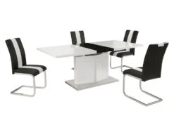 Ensemble Table + 4 Chaises - Blanc Et Noir - TRINITY -Mobilia Boutique table a manger 269303