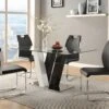 Ensemble Table + 4 Chaises - Coloris : Noir Et Blanc - WINCH -Mobilia Boutique table a manger 269313