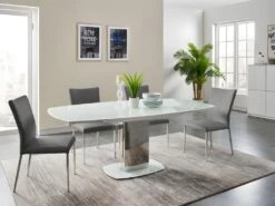 Table à Manger Extensible TALICIA - Verre Trempé & Métal - 6 à 8 Couverts - Coloris Blanc -Mobilia Boutique table a manger 272345