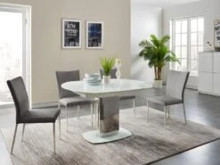 Table à Manger Extensible TALICIA - Verre Trempé & Métal - 6 à 8 Couverts - Coloris Blanc -Mobilia Boutique table a manger 272347