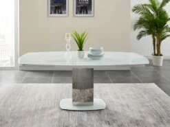 Table à Manger Extensible TALICIA - Verre Trempé & Métal - 6 à 8 Couverts - Coloris Blanc -Mobilia Boutique table a manger 272351