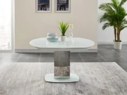 Table à Manger Extensible TALICIA - Verre Trempé & Métal - 6 à 8 Couverts - Coloris Blanc -Mobilia Boutique table a manger 272353