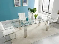 Table à Manger Extensible LUBANA - Verre Trempé & Métal - 8 à 10 Couverts -Mobilia Boutique table a manger 273613