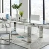 Table à Manger Extensible LUBANA - Verre Trempé & Métal - 8 à 10 Couverts -Mobilia Boutique table a manger 273629