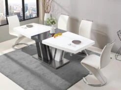 Ensemble Table NOAMI + 4 Chaises TWIZY - Blanc Et Gris -Mobilia Boutique table a manger 299721