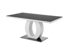 Table à Manger TWIST - 6 Couverts - MDF Laqué & Verre Trempé - Noir & Blanc -Mobilia Boutique table a manger 314677