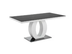 Table à Manger TWIST - 6 Couverts - MDF Laqué & Verre Trempé - Noir & Blanc -Mobilia Boutique table a manger 329473