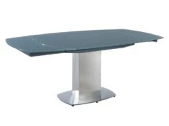 Table à Manger Extensible TALICIA - Verre Trempé & Métal - 6 à 8 Couverts - Coloris Gris -Mobilia Boutique table a manger 330241