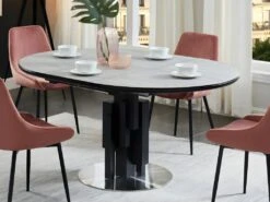 Table à Manger Extensible KALEA - 4 à 6 Couverts - MDF Et Métal - Gris -Mobilia Boutique table a manger 358047