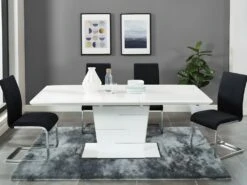 Table à Manger Extensible AMELLE - 6 à 8 Couverts - MDF Laqué Blanc -Mobilia Boutique table a manger 384981