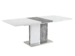 Table à Manger Extensible - 6 à 8 Couverts - MDF - Coloris : Blanc Laqué Et Béton - EREN -Mobilia Boutique table a manger 385709