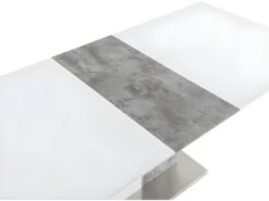 Table à Manger Extensible - 6 à 8 Couverts - MDF - Coloris : Blanc Laqué Et Béton - EREN -Mobilia Boutique table a manger 385711