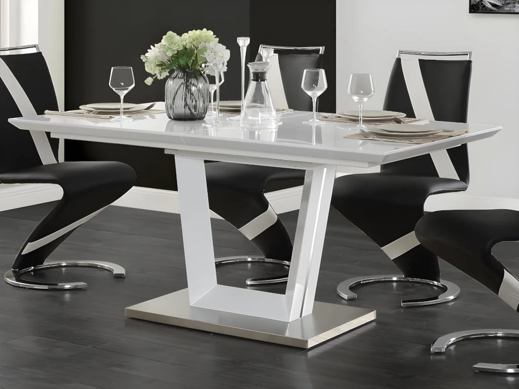 Table à Manger Extensible ALIA - 6 à 8 Couverts - MDF Laqué - Blanc 3 Table à Manger Extensible ALIA - 6 à 8 Couverts - MDF Laqué - Blanc