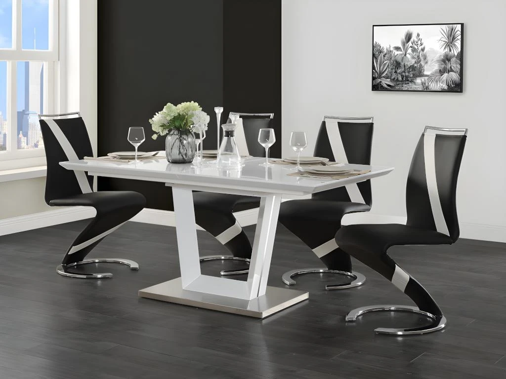 Table à Manger Extensible ALIA - 6 à 8 Couverts - MDF Laqué - Blanc 9 Table à Manger Extensible ALIA - 6 à 8 Couverts - MDF Laqué - Blanc – Image 7