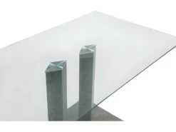 Table à Manger DENIZE - 6 Couverts - Verre Trempé Et MDF Aspect Béton -Mobilia Boutique table a manger 385747