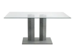 Table à Manger DENIZE - 6 Couverts - Verre Trempé Et MDF Aspect Béton -Mobilia Boutique table a manger 385751
