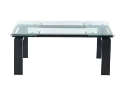 Table à Manger Extensible LUBANA - Verre Trempé & Métal - Noir - 8 à 10 Couverts -Mobilia Boutique table a manger 388085