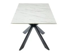 Table à Manger Extensible ALBINA - 6 à 8 Couverts - Céramique & Verre Trempé - Effet Marbre Blanc -Mobilia Boutique table a manger 389203