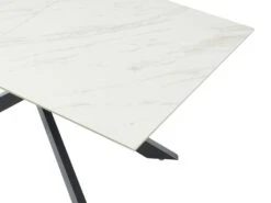 Table à Manger Extensible ALBINA - 6 à 8 Couverts - Céramique & Verre Trempé - Effet Marbre Blanc -Mobilia Boutique table a manger 389205