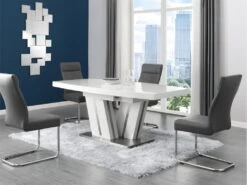 Table à Manger Extensible NOAMI II - 6 à 8 Couverts - MDF Laqué Gris Et Blanc -Mobilia Boutique table a manger 396925