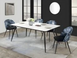 Table à Manger VALANCIA - 8 Couverts - MDF Mélaminé Et Métal - Blanc Effet Marbre -Mobilia Boutique table a manger 397657