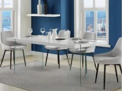 Table à Manger PAVIN - 6 Couverts - Verre Trempé Et MDF - Coloris : Blanc 10 Table à Manger PAVIN - 6 Couverts - Verre Trempé Et MDF - Coloris : Blanc -Mobilia Boutique table a manger 399029