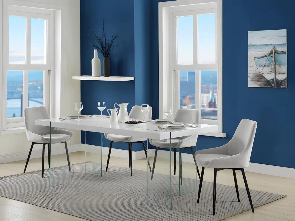 Table à Manger PAVIN - 6 Couverts - Verre Trempé Et MDF - Coloris : Blanc 8 Table à Manger PAVIN - 6 Couverts - Verre Trempé Et MDF - Coloris : Blanc – Image 6