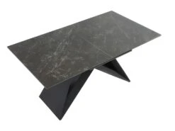 Table à Manger Extensible LIBSY - 6 à 8 Couverts - Céramique Et Métal - Noir -Mobilia Boutique table a manger 400127