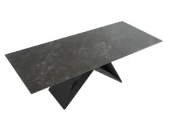 Table à Manger Extensible LIBSY - 6 à 8 Couverts - Céramique Et Métal - Noir -Mobilia Boutique table a manger 400129