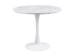 Table à Manger Ronde MANAGA - 4 Couverts - MDF Blanc Effet Marbre -Mobilia Boutique table a manger 402651