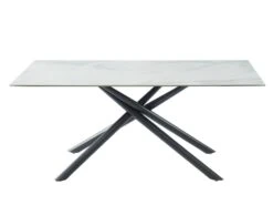 Table à Manger SORRENTE - Céramique & Verre Trempé - 6 Couverts - Effet Marbre Blanc -Mobilia Boutique table a manger 414945